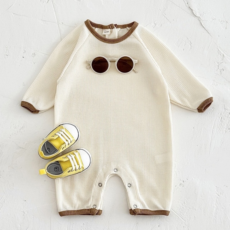 Baby Newborn Waffle Colorblock Romper