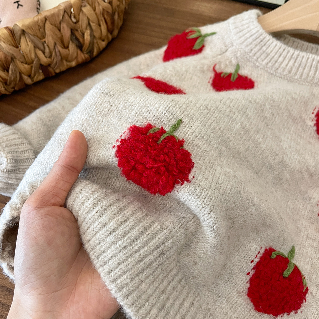 Toddler Girls Cute Strawberry Cardigan Sweater