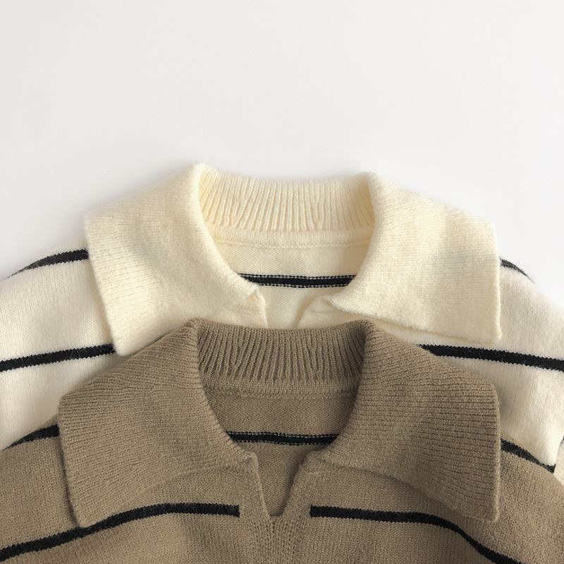 Toddler Striped Lapel Sweater