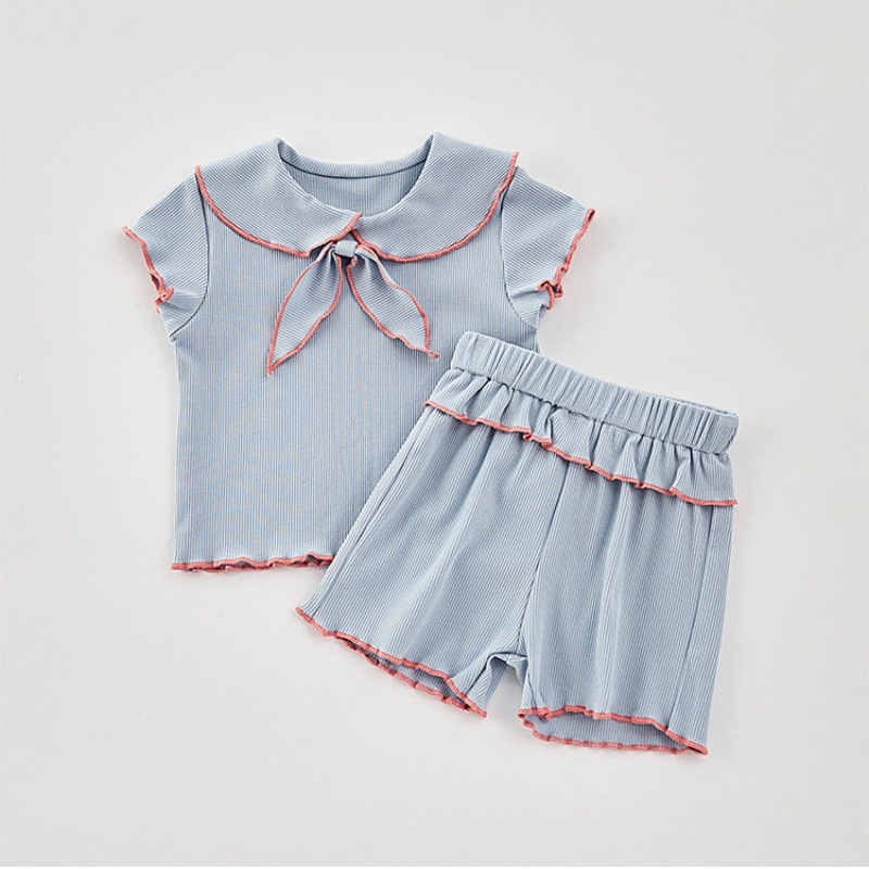 Baby Girl Bow Tie Stretch Shorts 2-Piece Set