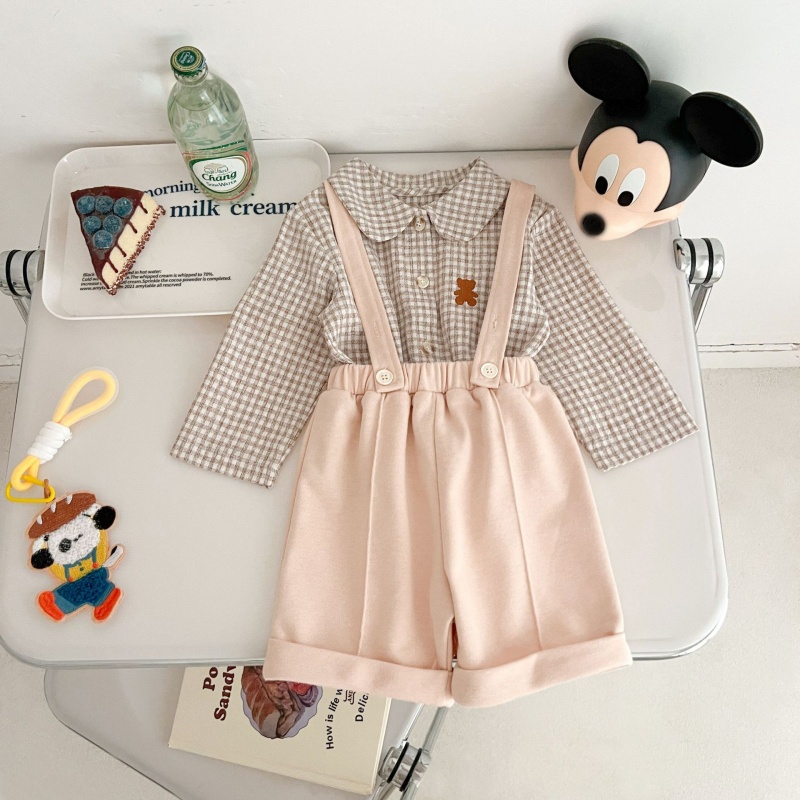 Baby doll collar shirt & workwear overall