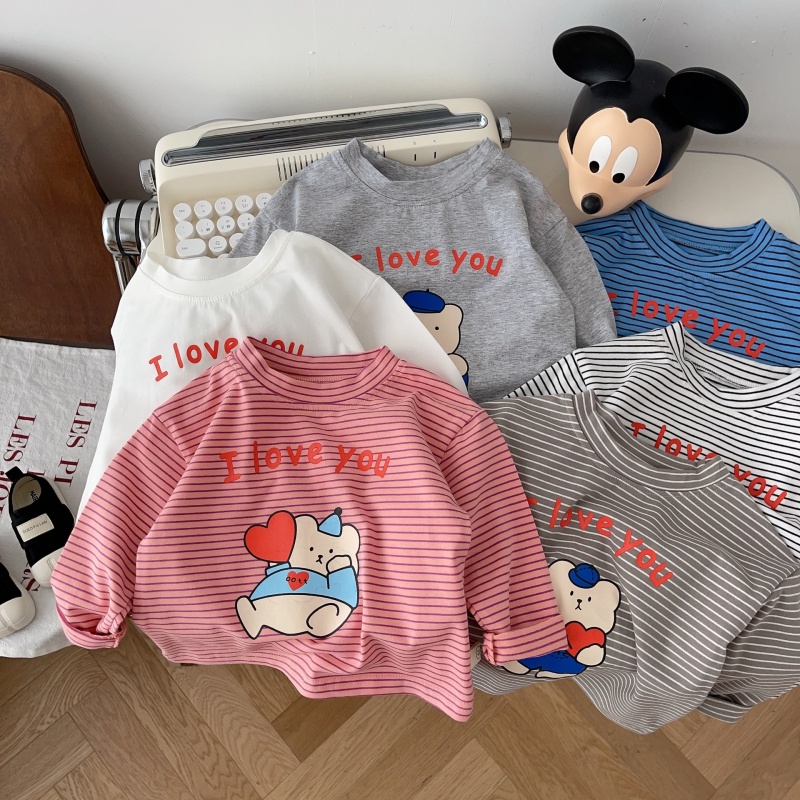 I LOVE YOU Baby Toddler Letter Print Striped T-Shirt Top