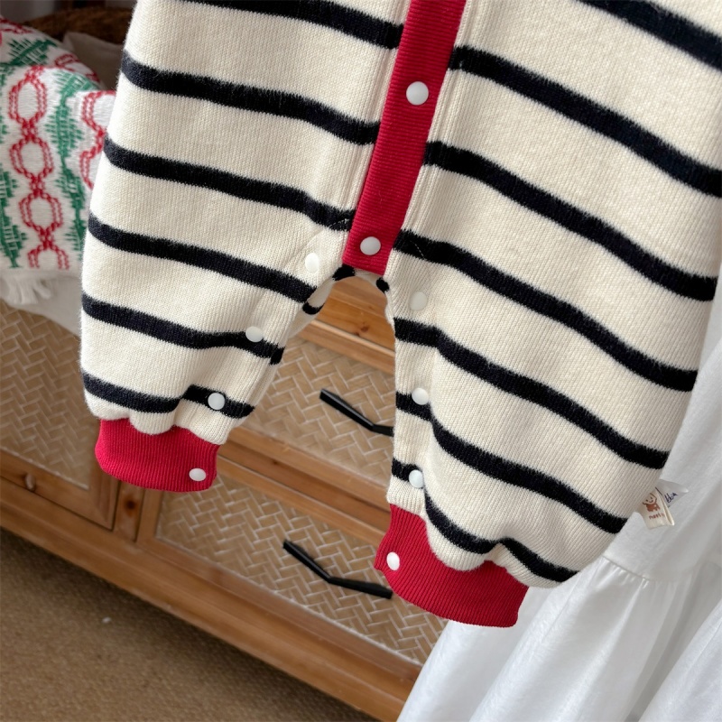 Baby Girl Striped Knitted Sweater Romper