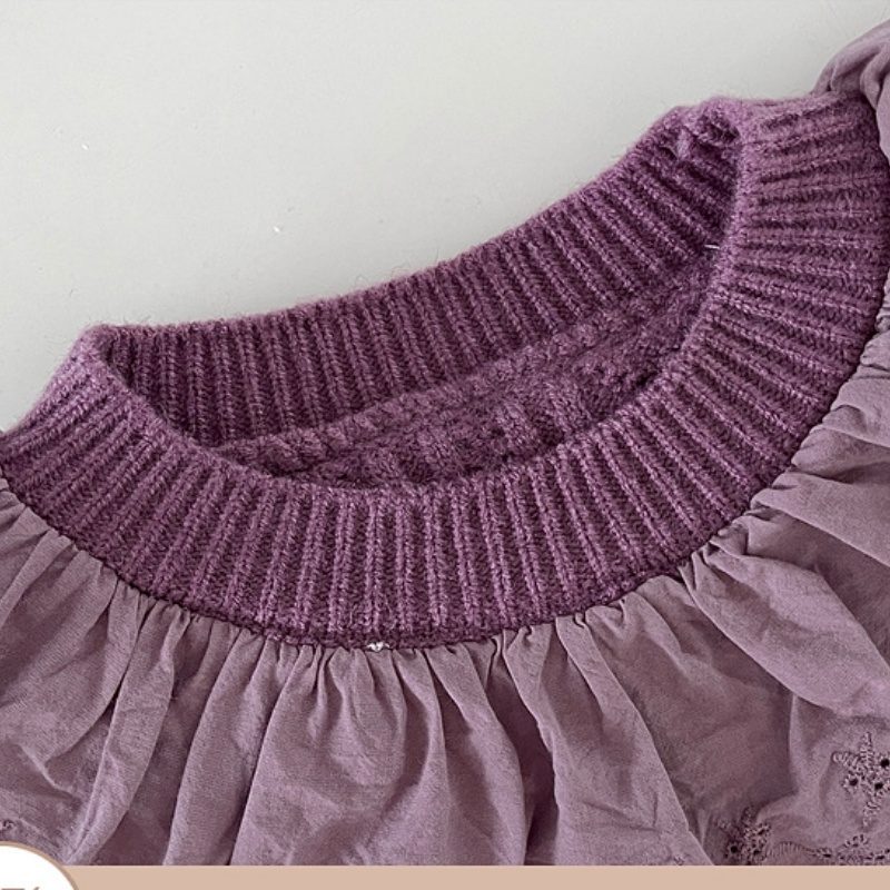 Baby Girl Purple Lace Collar Sweater Romper