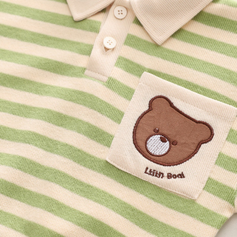 2-piece Baby Toddler Striped Sweatshirt & Bear Print Pants Set