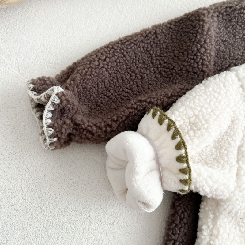 2-Piece Baby Fleece-Lined Romper Set (Hat Included)
