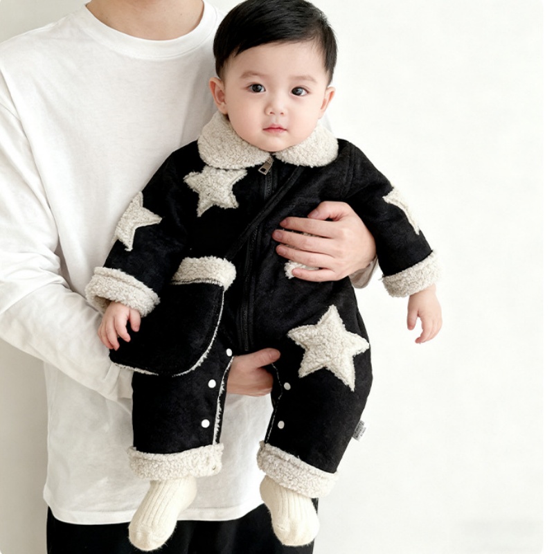 Baby Five-Star Print Fleece Romper