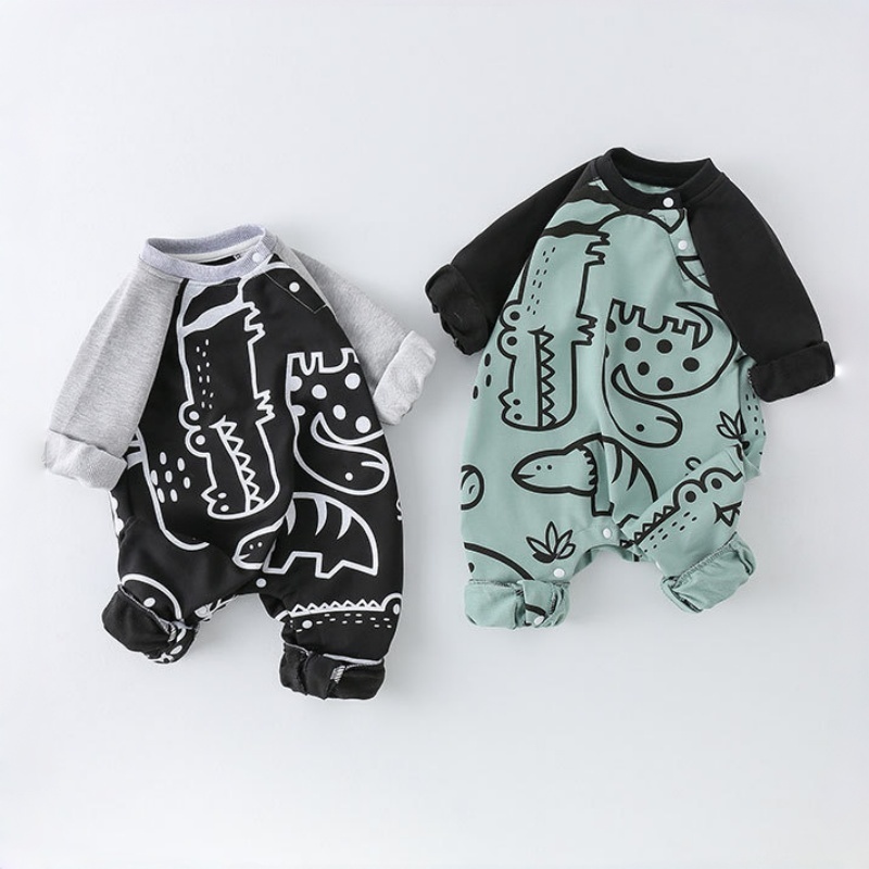 Baby Toddler Crocodile Print Color-Block Romper