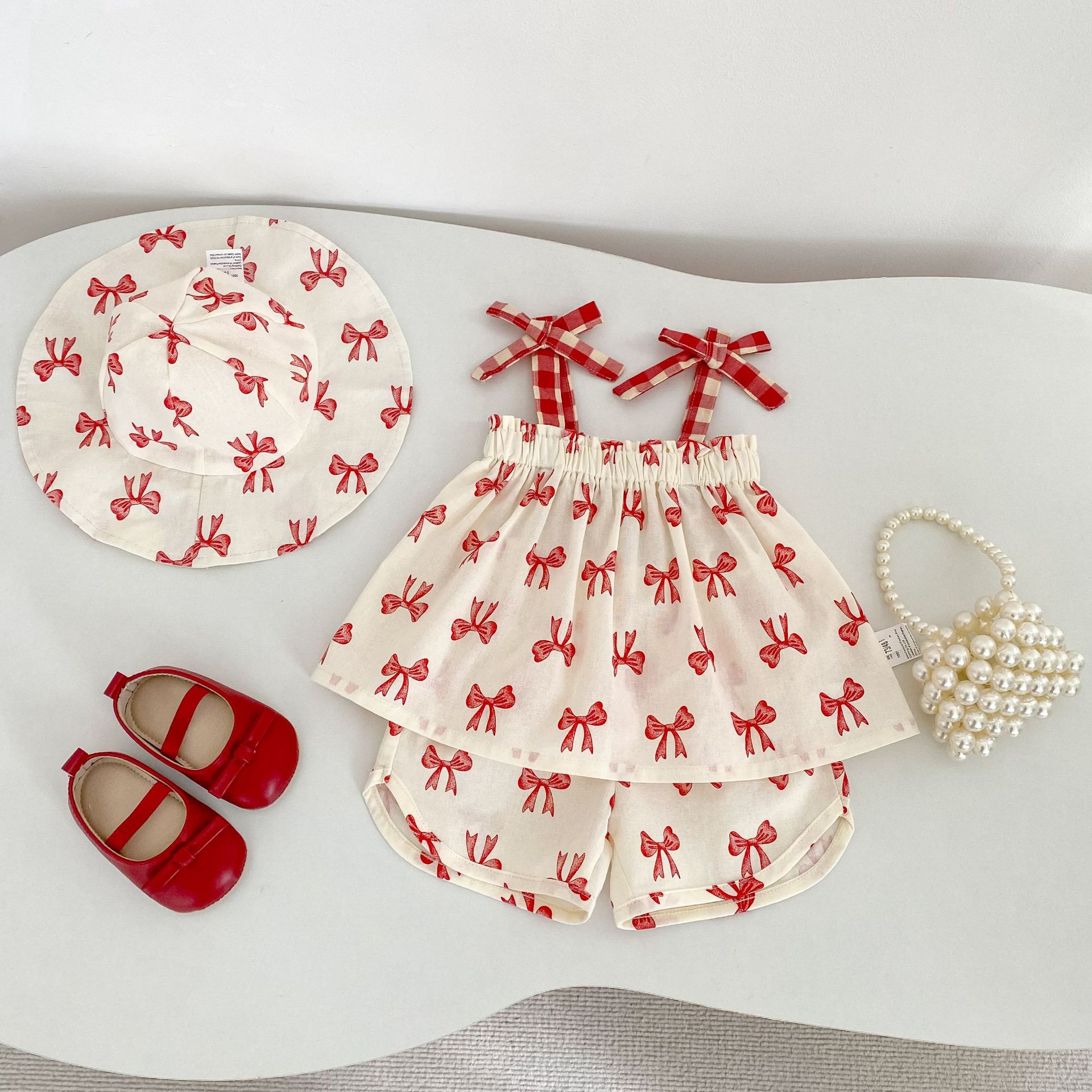 Baby Bow Tie Straps Top and Shorts Set