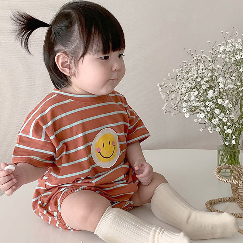 Baby Smiley-Face Striped Romper