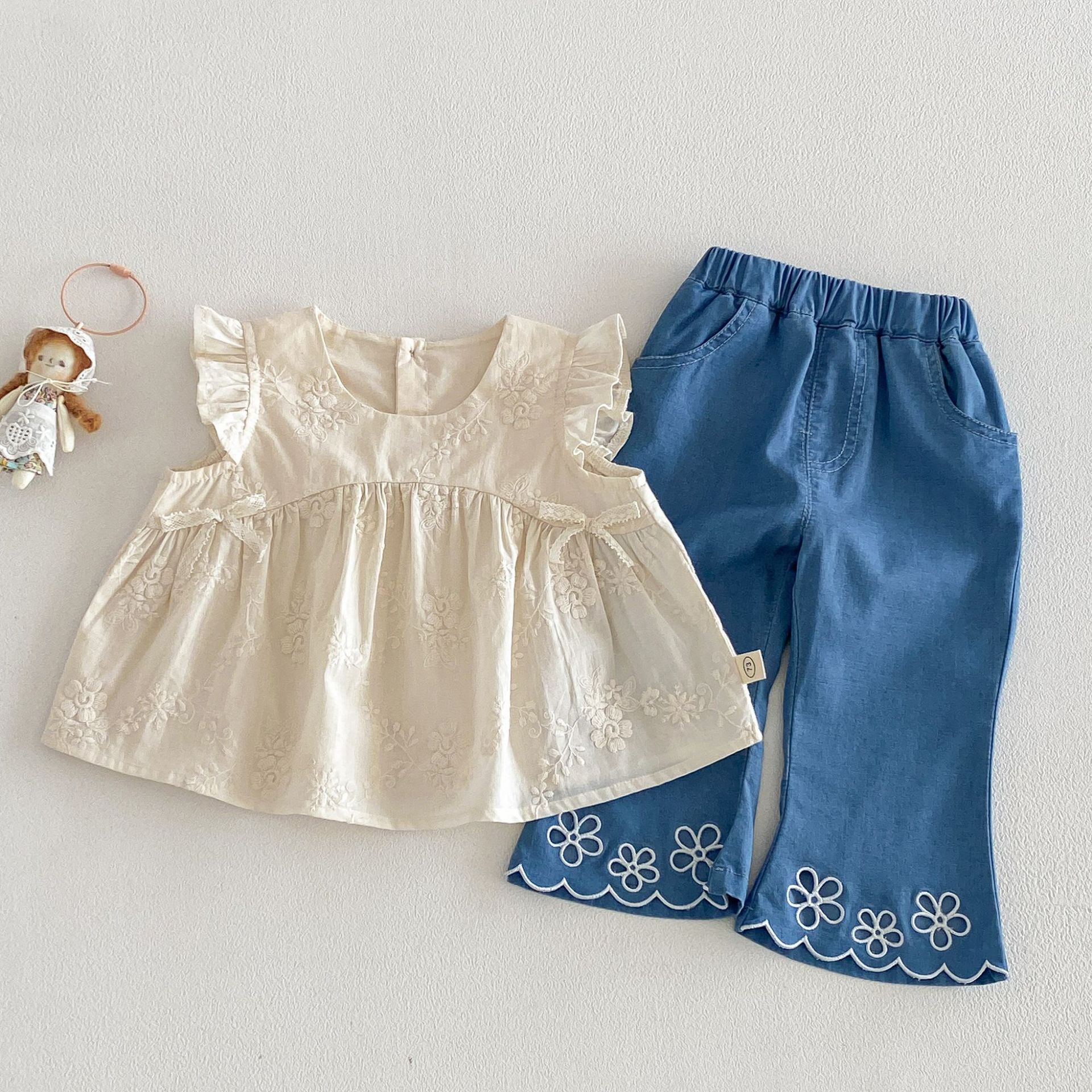 Toddler Girls Cotton Floral Lace Tank Top or Pants