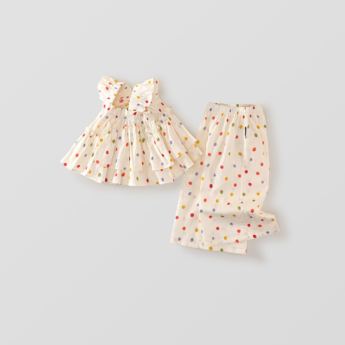 2-Piece Toddler Polka Dot Tank Top & Wide-Leg Pants Set