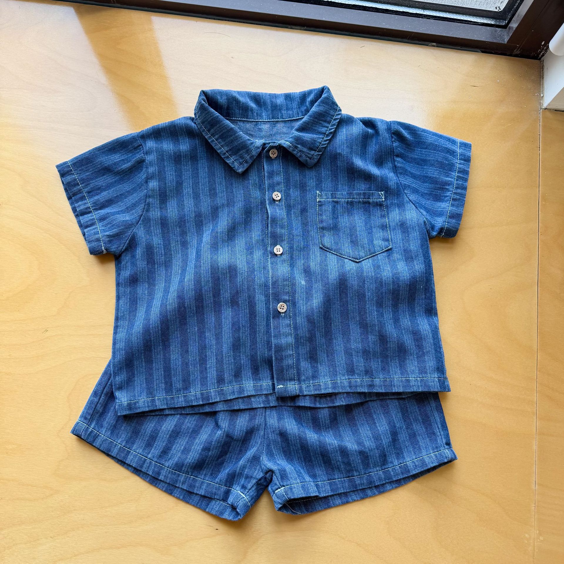 2-Piece Toddler Denim Striped Set & Dress