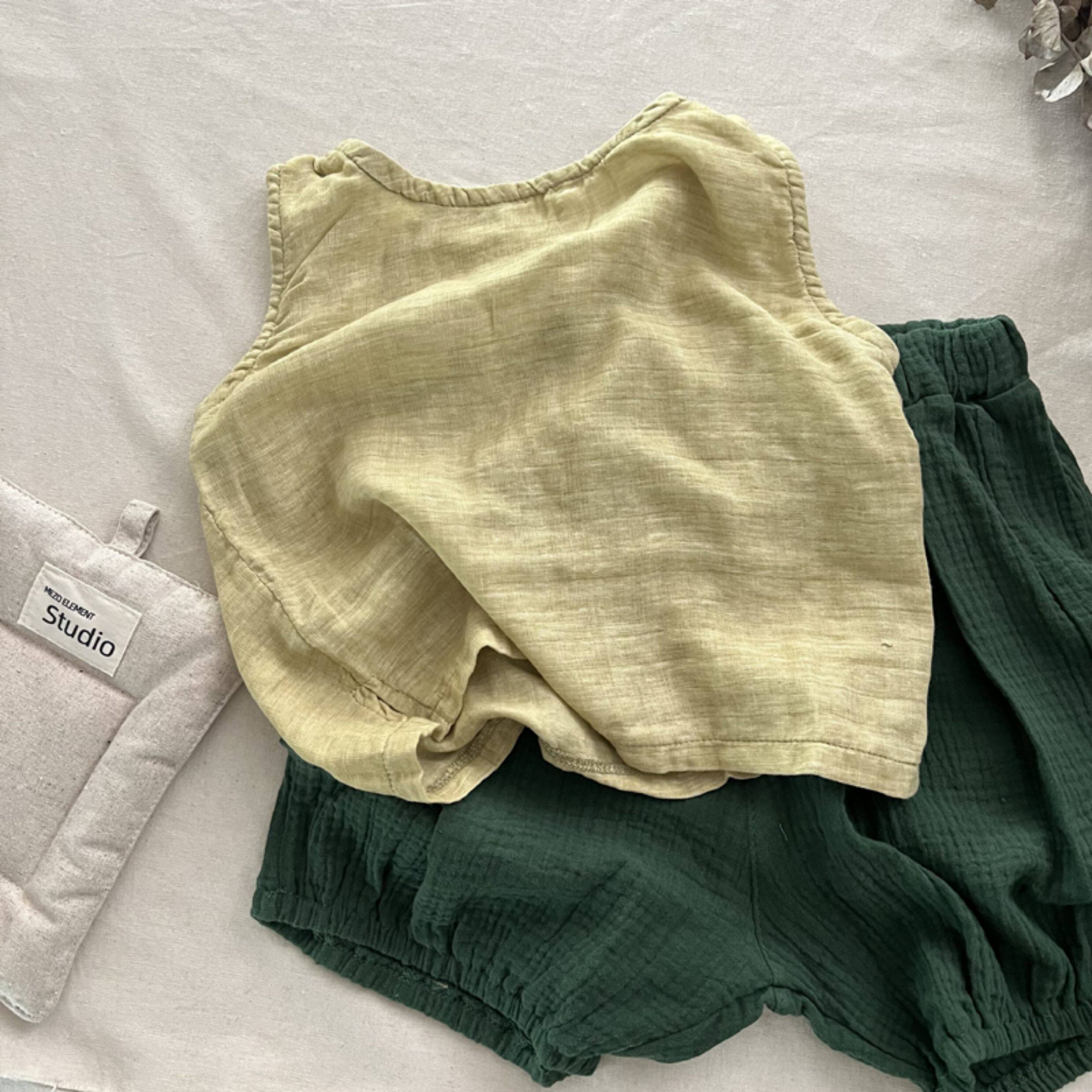 Baby Toddler Solid Color Vest and Shorts Set