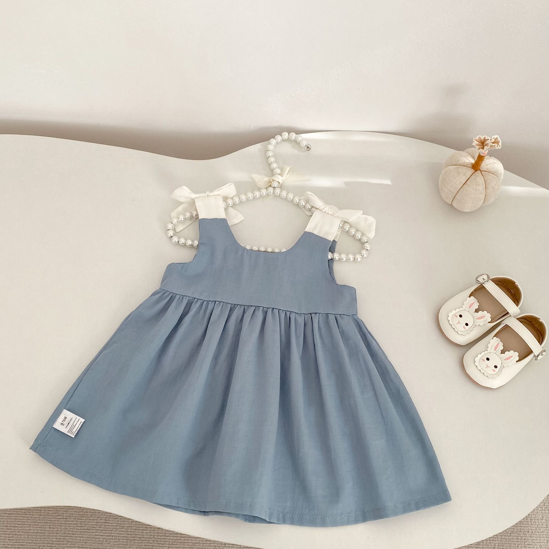 Baby Toddler Bow Knot Floral Pleated Dress