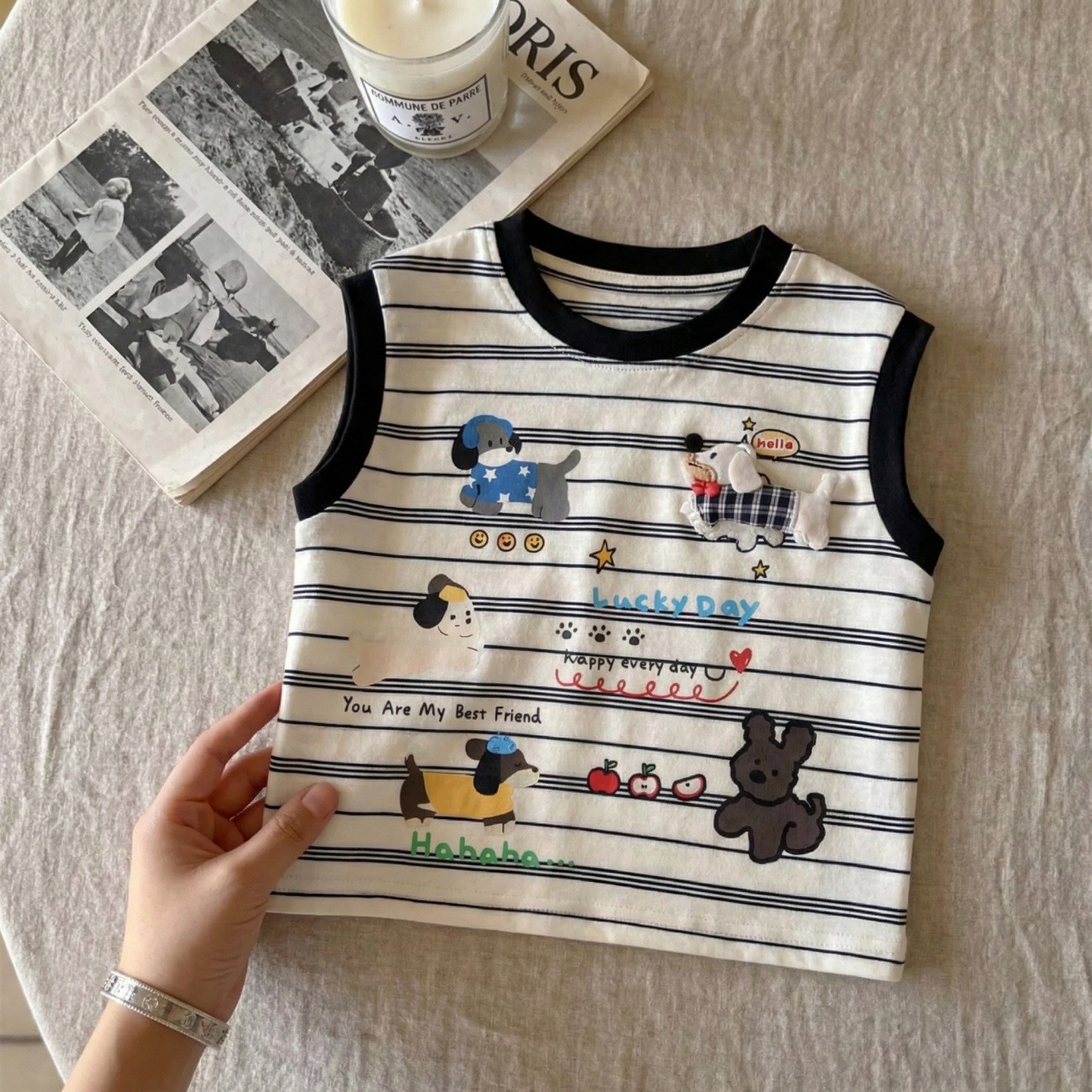 Baby& Kid Cartoon Dog Vest T-shirt