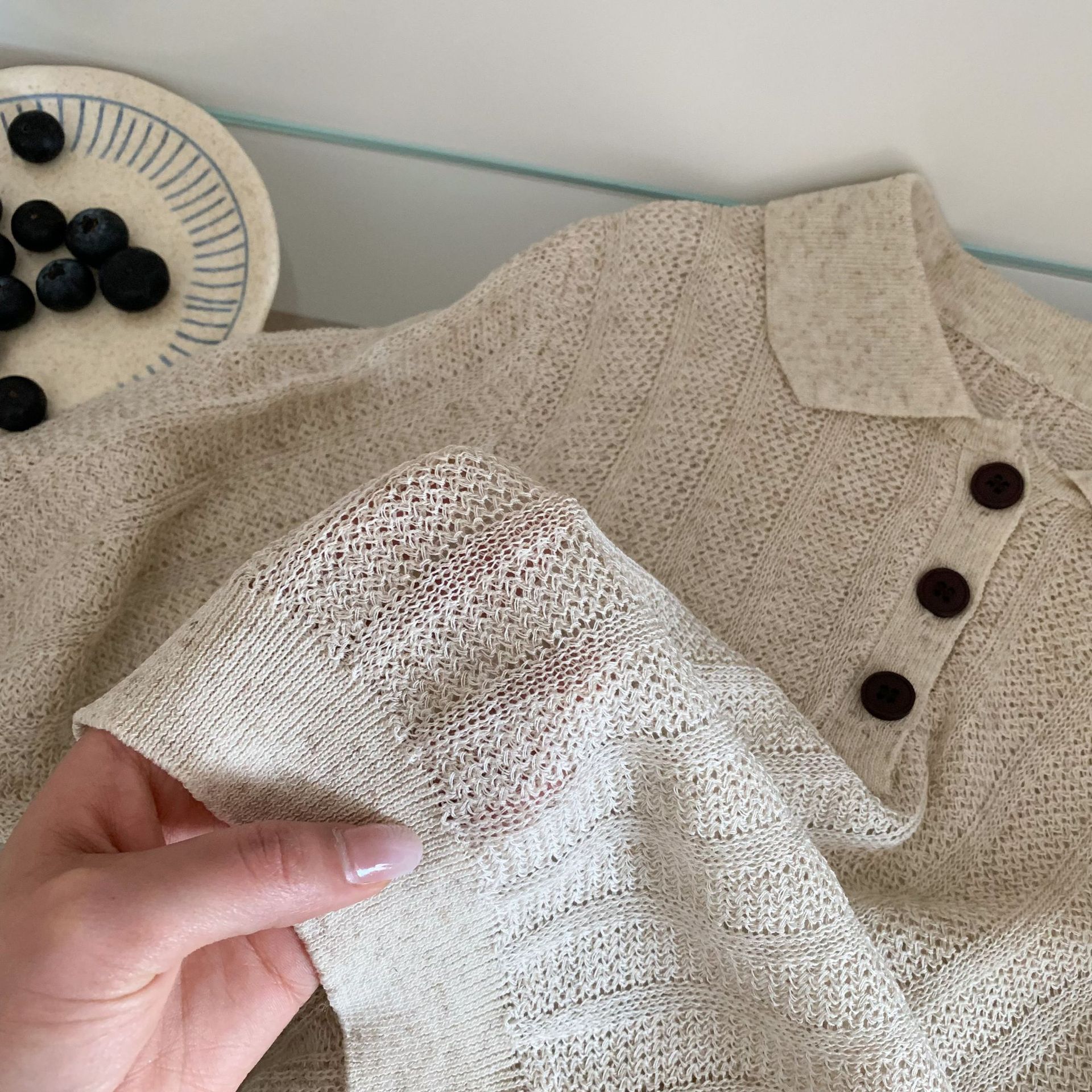 Kids Knitted Short Sleeved Polo T-shirt