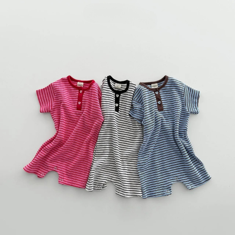Baby Striped Casual Short Sleeve Romper