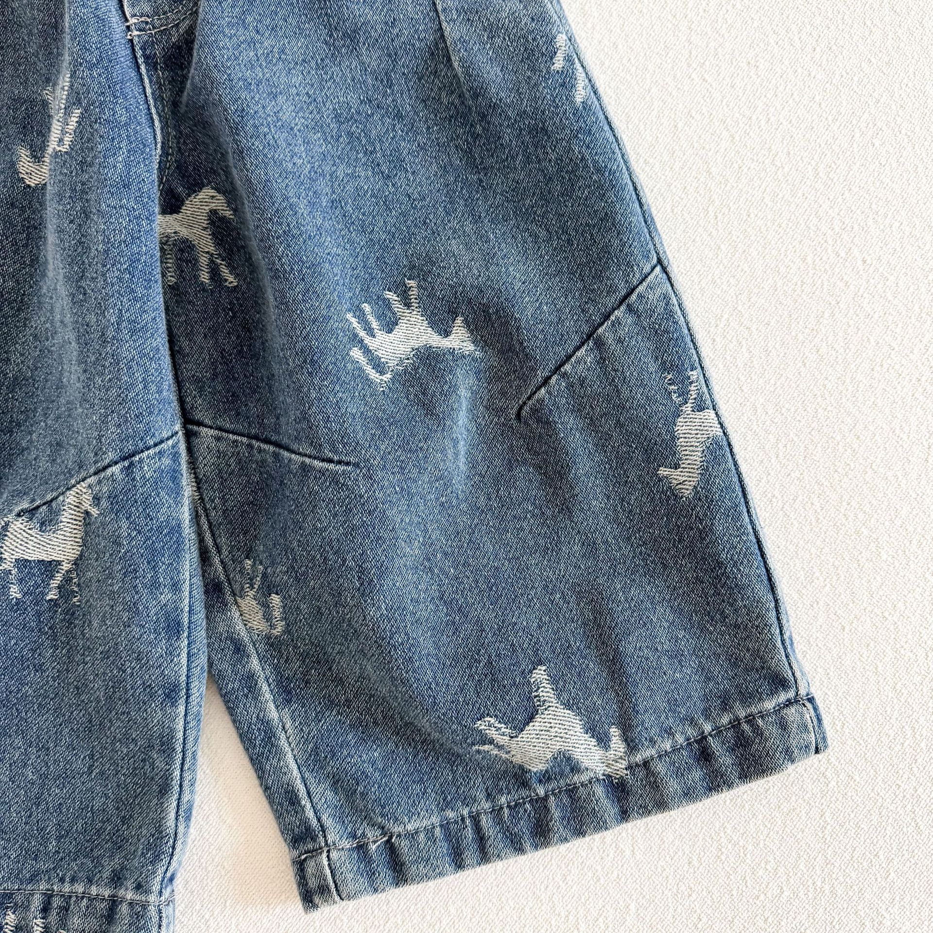 Kids Embroidered Horse Denim Pants