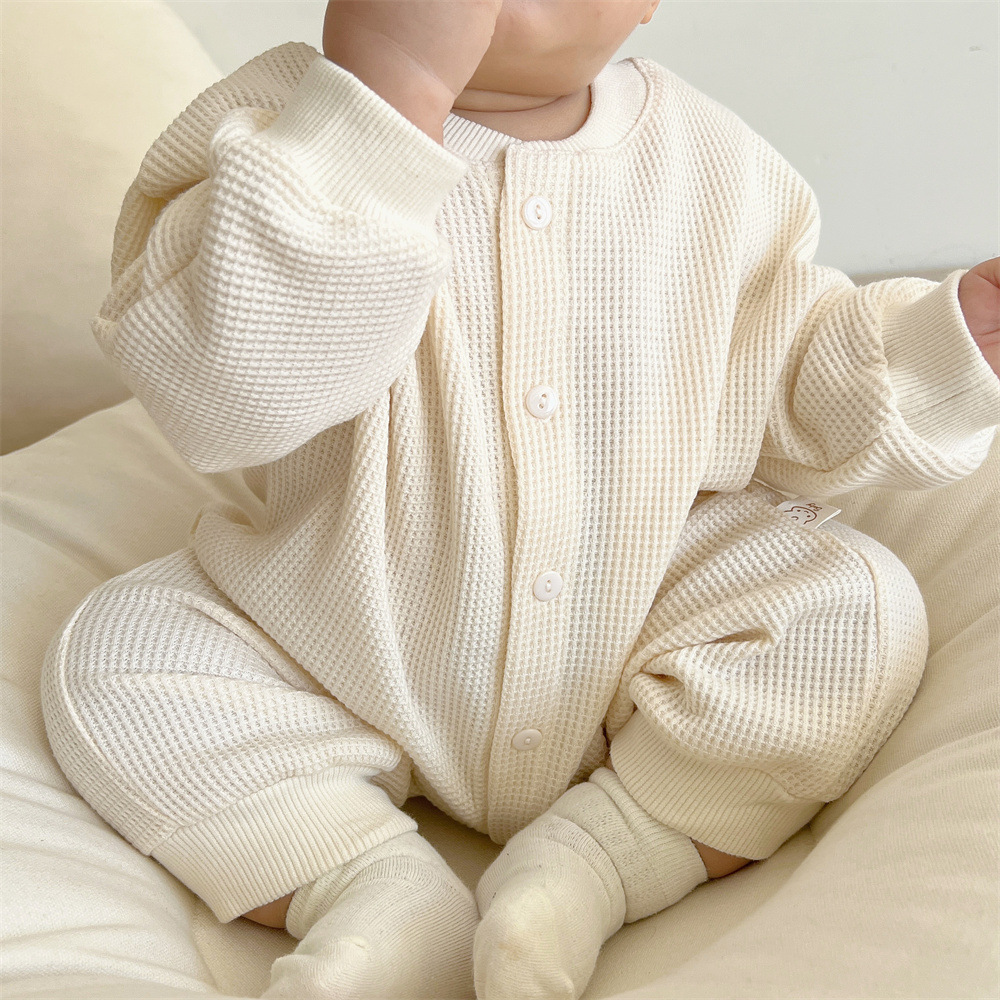 Baby Neutral Solid Color Casual Romper