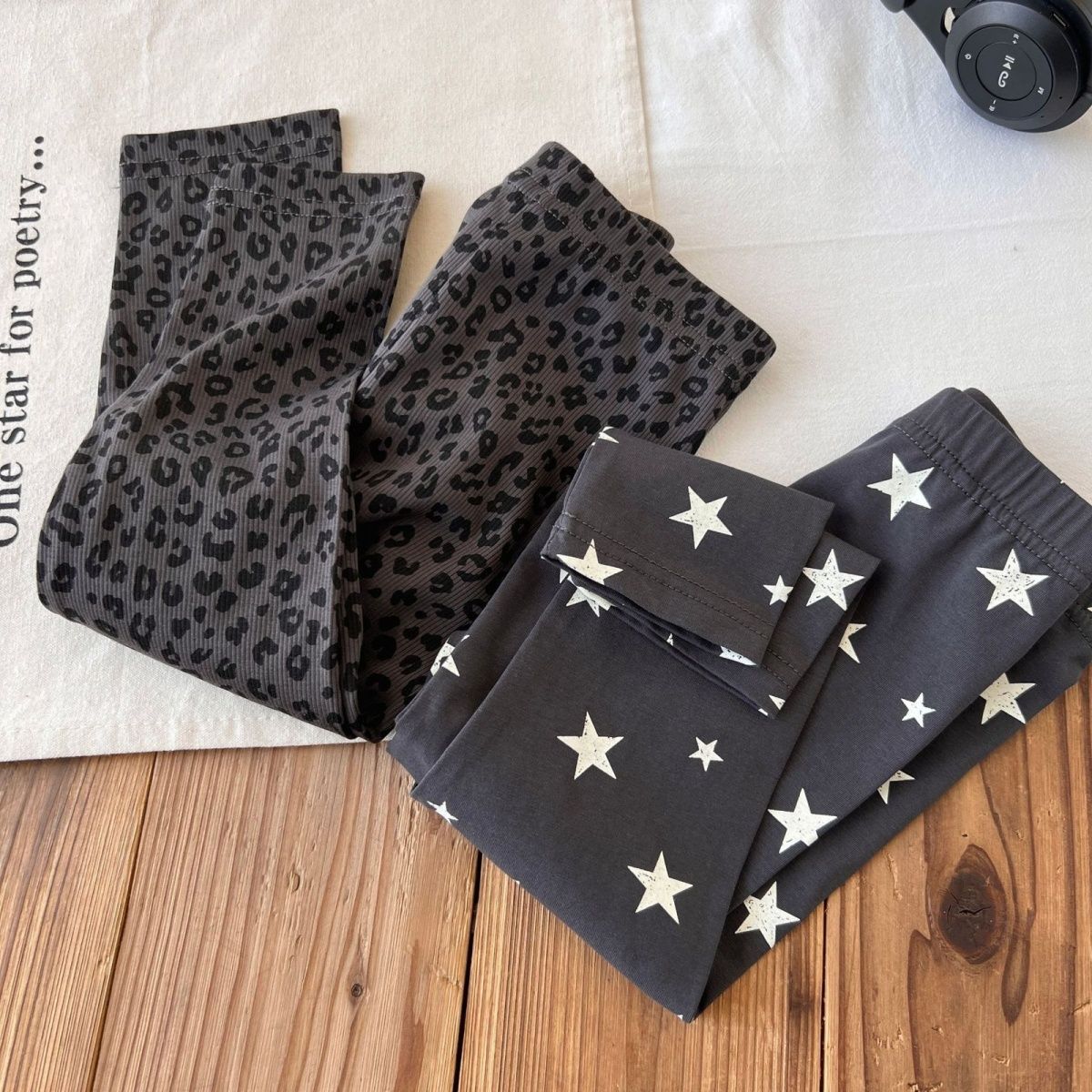Kids Star Leopard Print Base Layer Pants