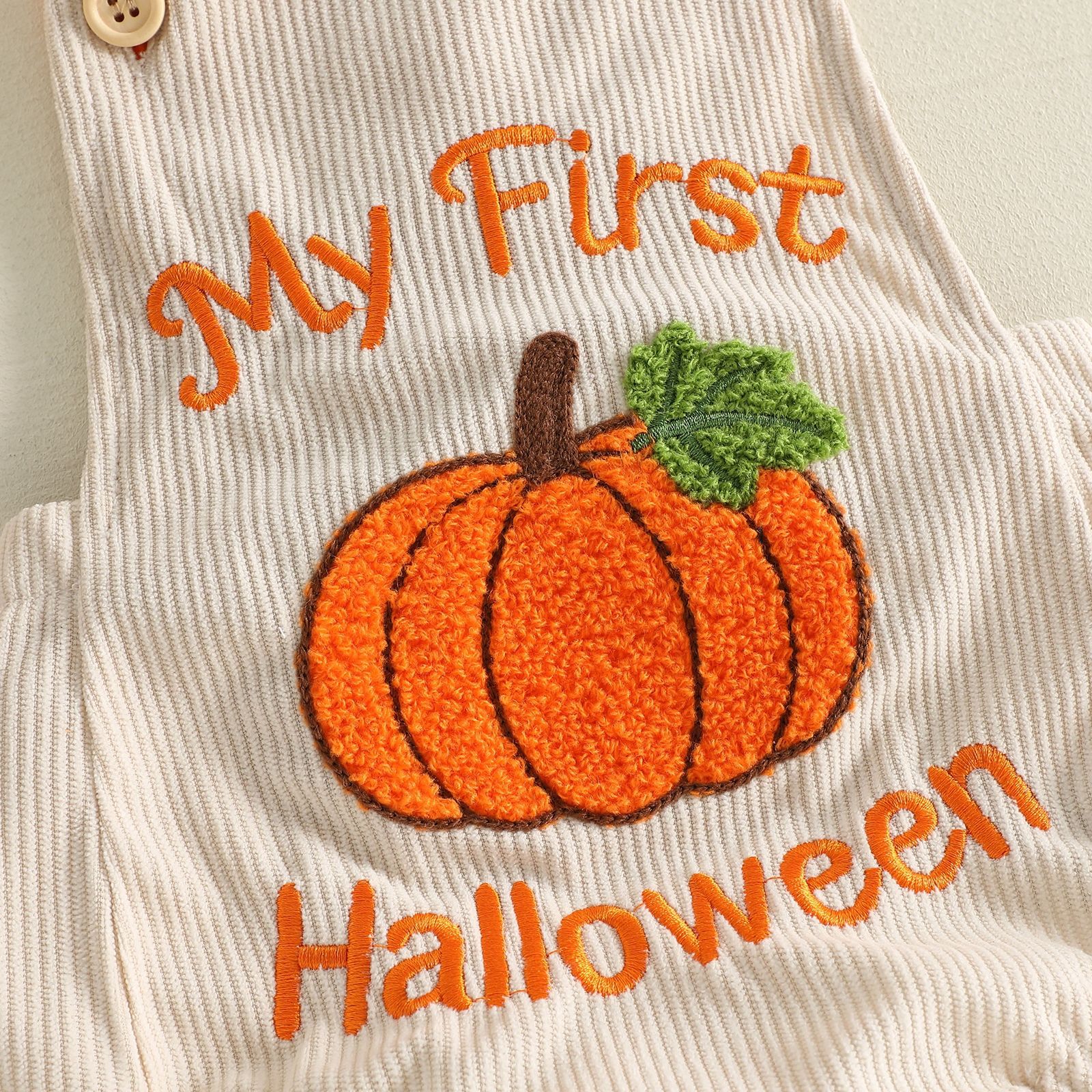 Baby Pumpkin Embroidery Waffle Onesie