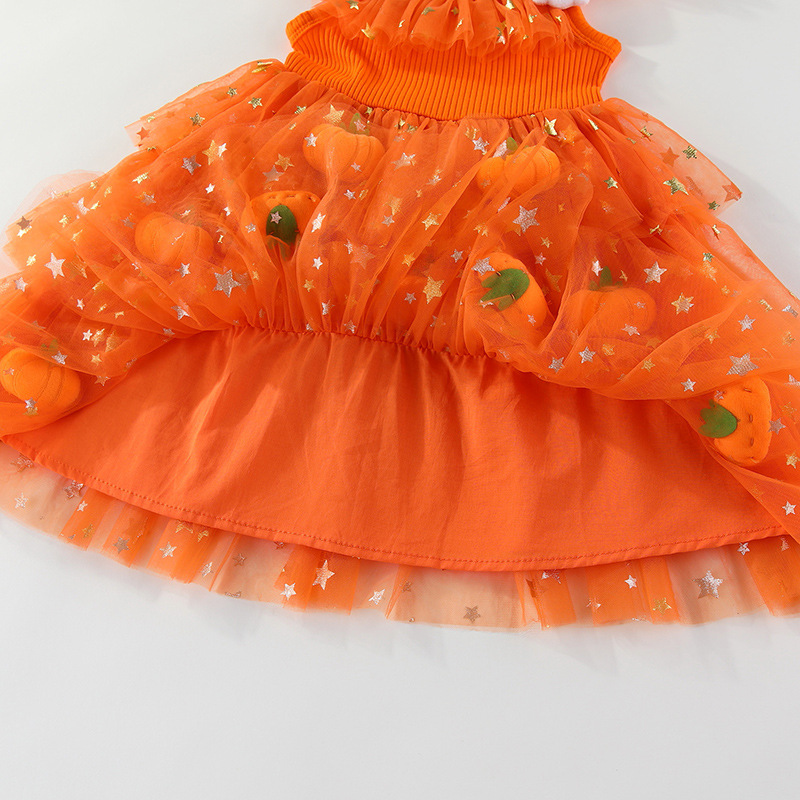 Kids Pumpkin Ghost Mesh Dress