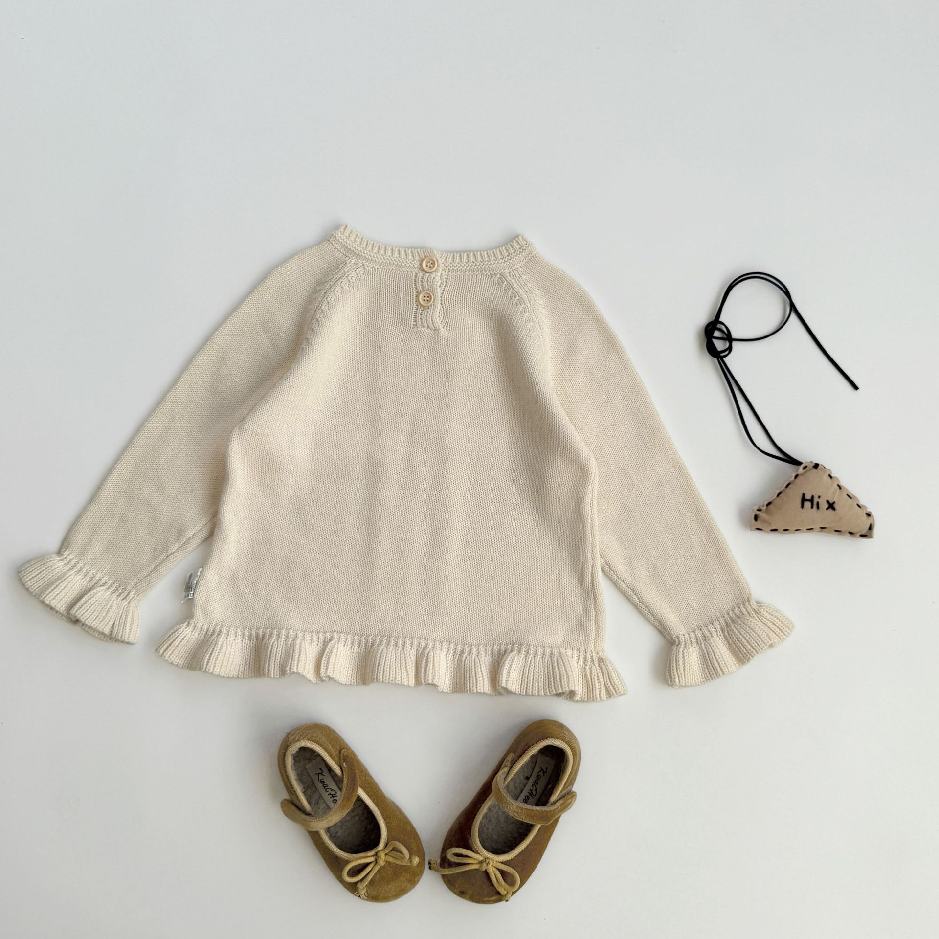 Baby Toddler Solid Color Ruffle Sweater