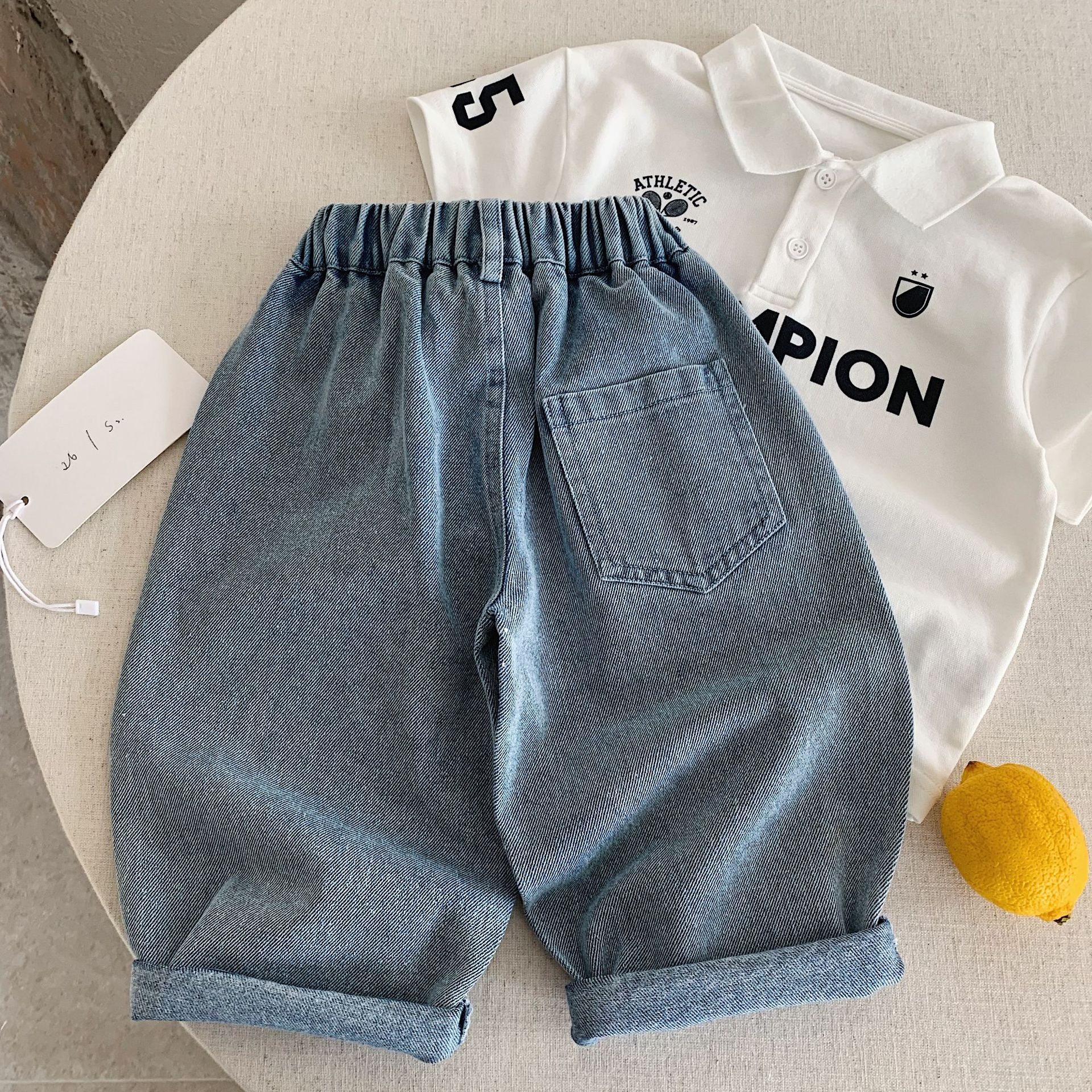 Kids Polka Dots Denim Pants