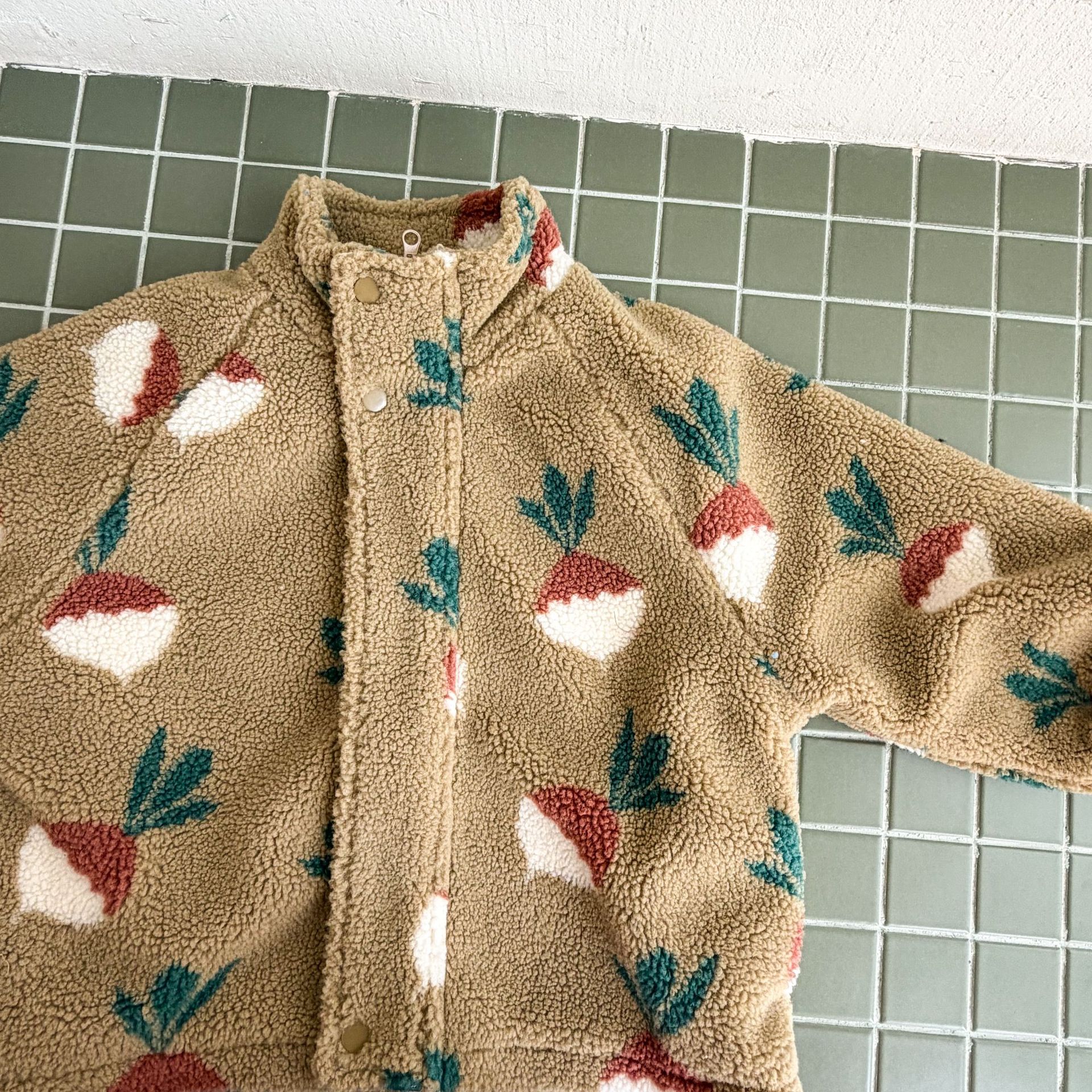 Kids Fruit Food Print Lambswool Outerwear