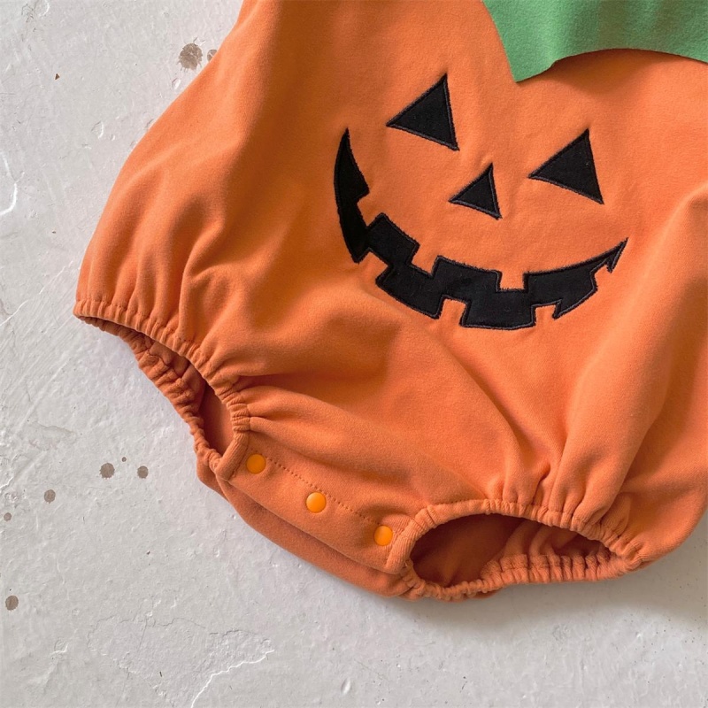 Baby Halloween Sleeveless Pumpkin Print Romper （Includes hat）