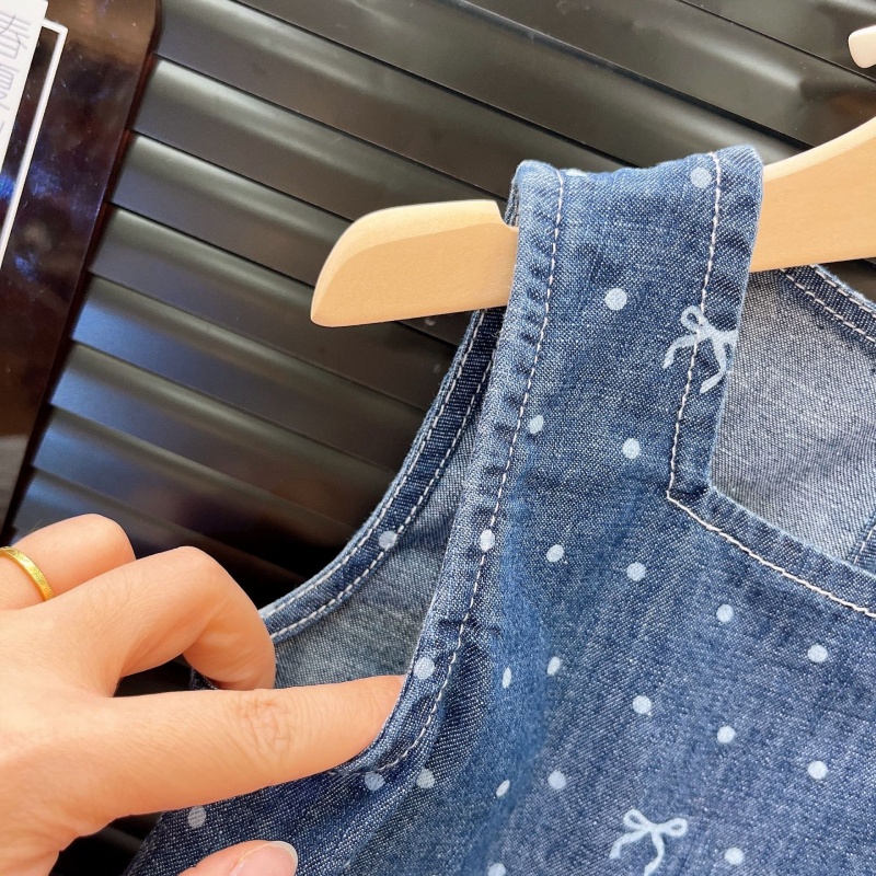 2-Piece Baby Toddler Girls Lace Denim Patchwork Set