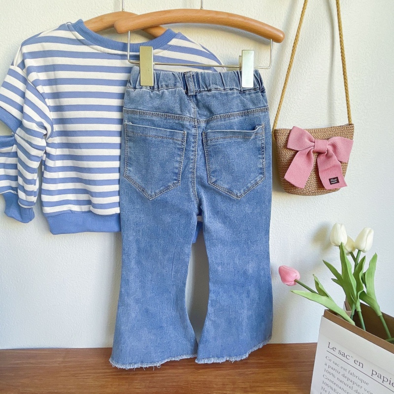 Baby Toddler Girls Striped Sweatshirt & Jeans 2-Piece Set
