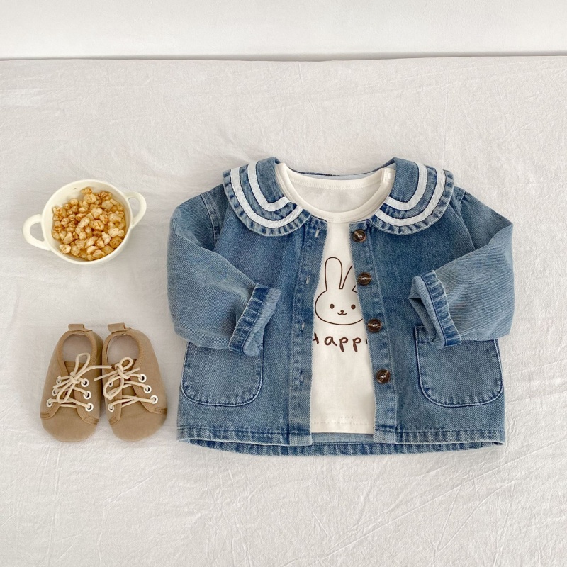 Baby Toddler Girls' Peter Pan Collar Denim Jacket