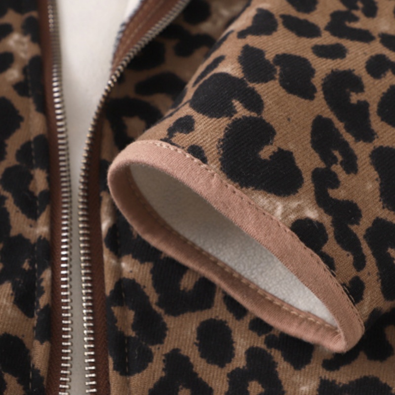 Leopard Print Baby Toddler Padded Hooded Sweatshirt