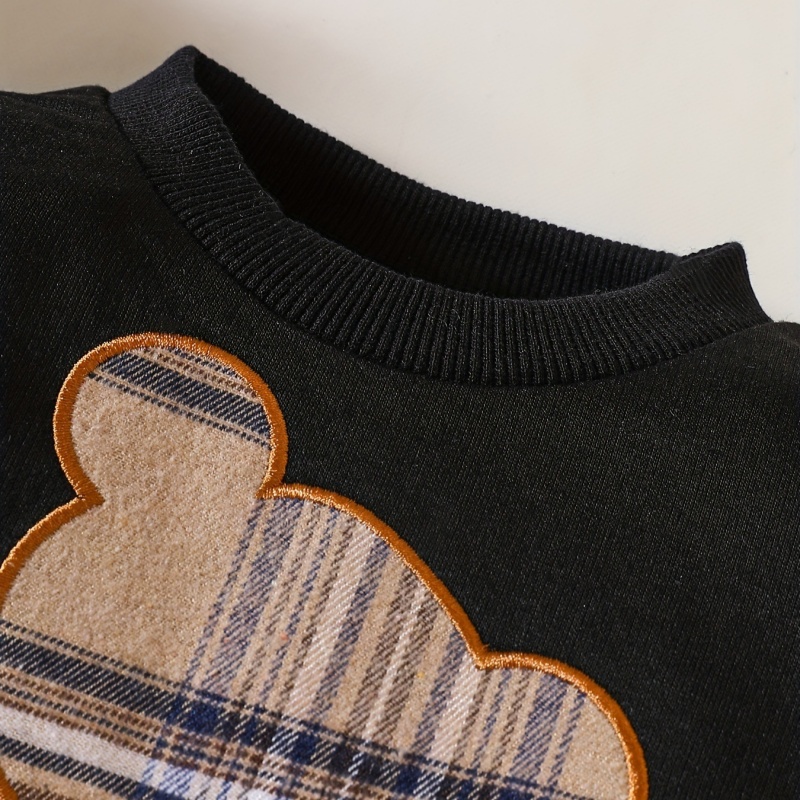 2-Piece Plaid Bear Baby Newborn Sweatshirt Set