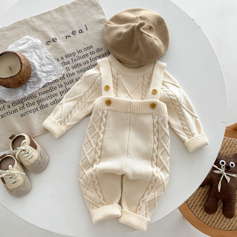 Baby Sweater Overalls Set