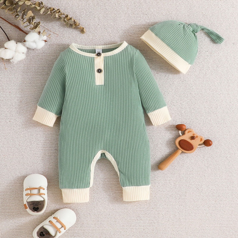 2-Piece Baby Newborn Multi-Color Romper (hat included)