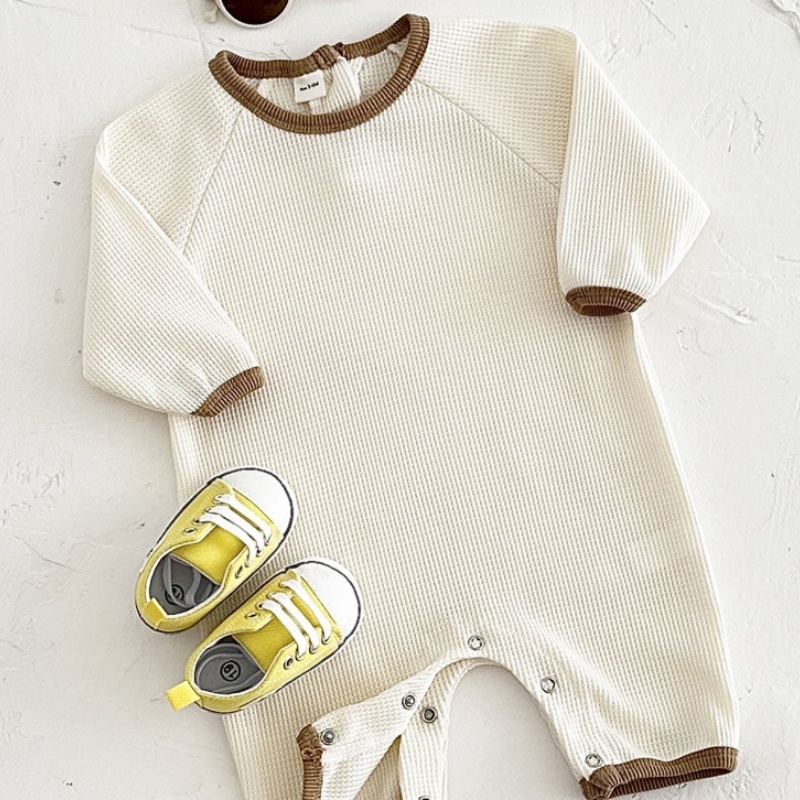 Baby Newborn Waffle Colorblock Romper