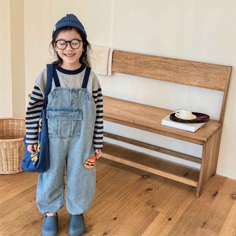 Baby Toddler Hamburger Print Denim Overall