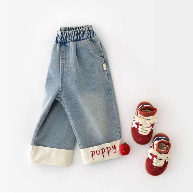 Baby Girl Cat Print Denim Pant