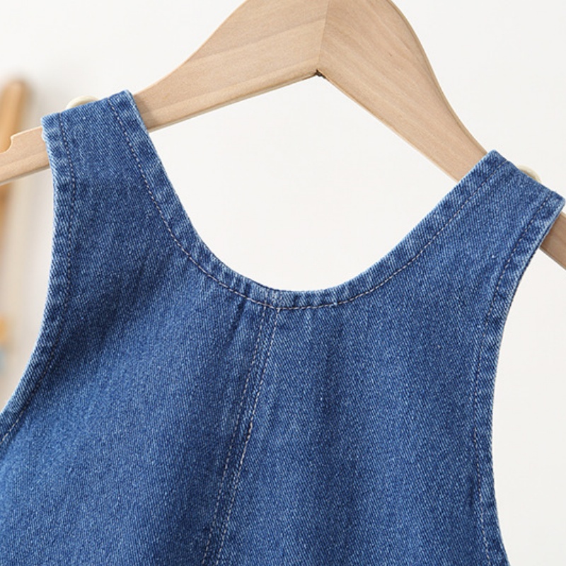 Baby Toddler Mushroom Print Ruffle Denim Overalls