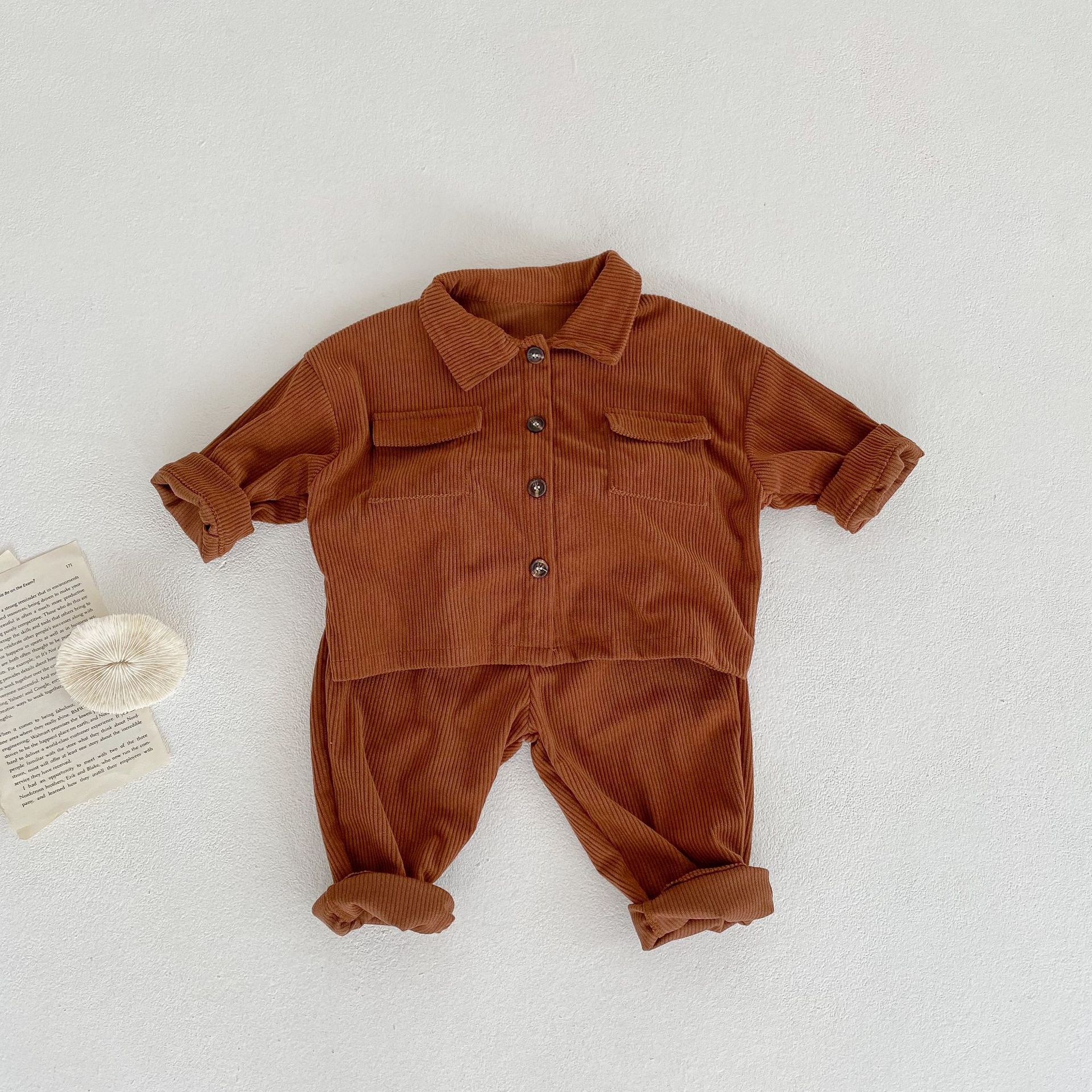 Toddler Solid Color Lapel Outerwear 2 Piece Set