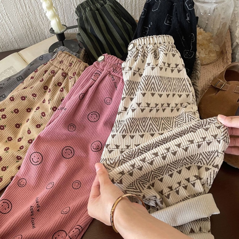 Kids' Printed Corduroy Pants