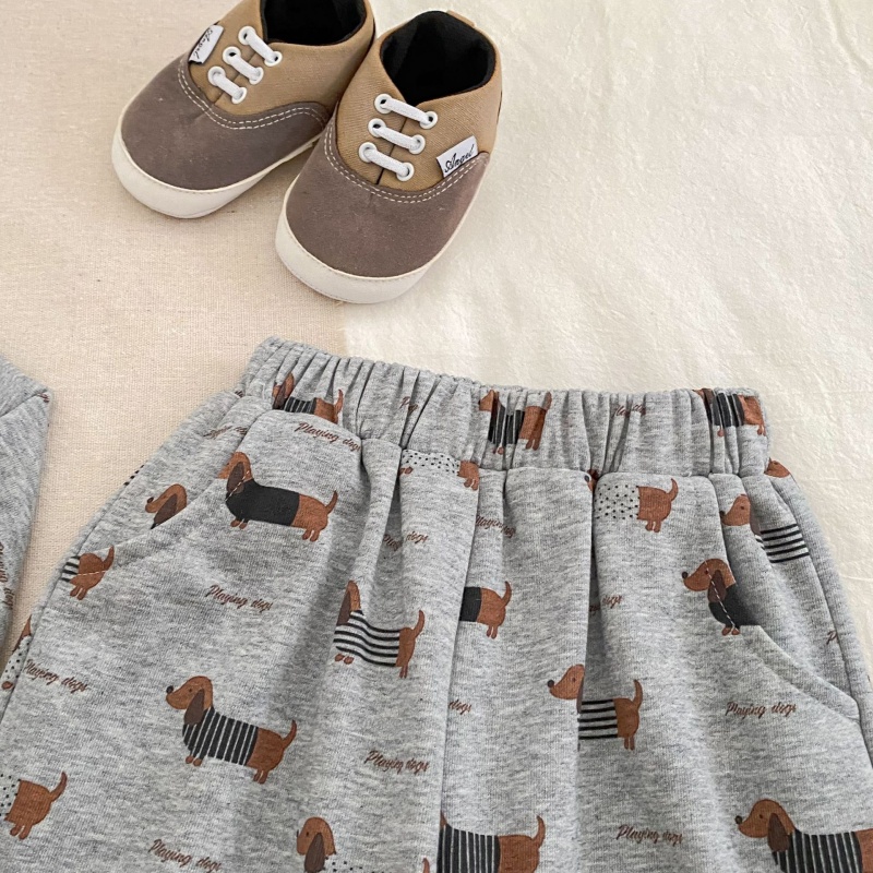 2-Piece Baby Toddler Dachshund Print Sweatshirt Set