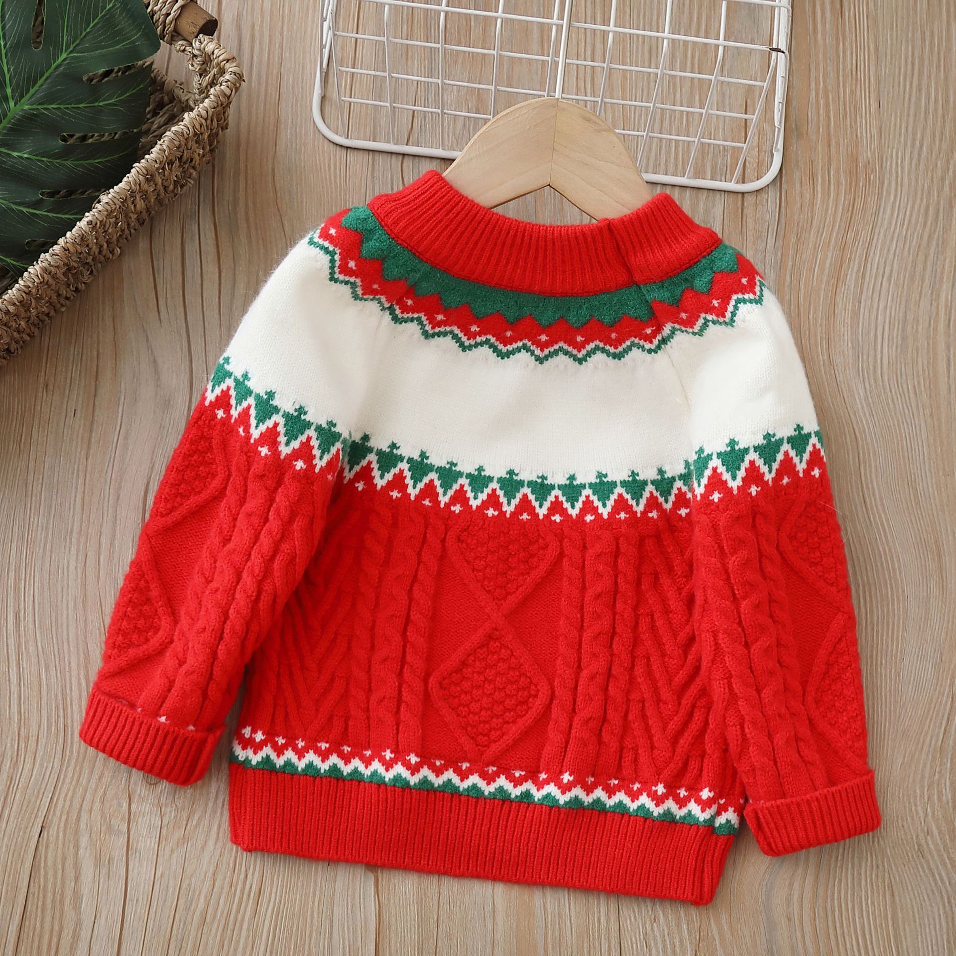 Baby Kids' Christmas Block-Colored Sweater