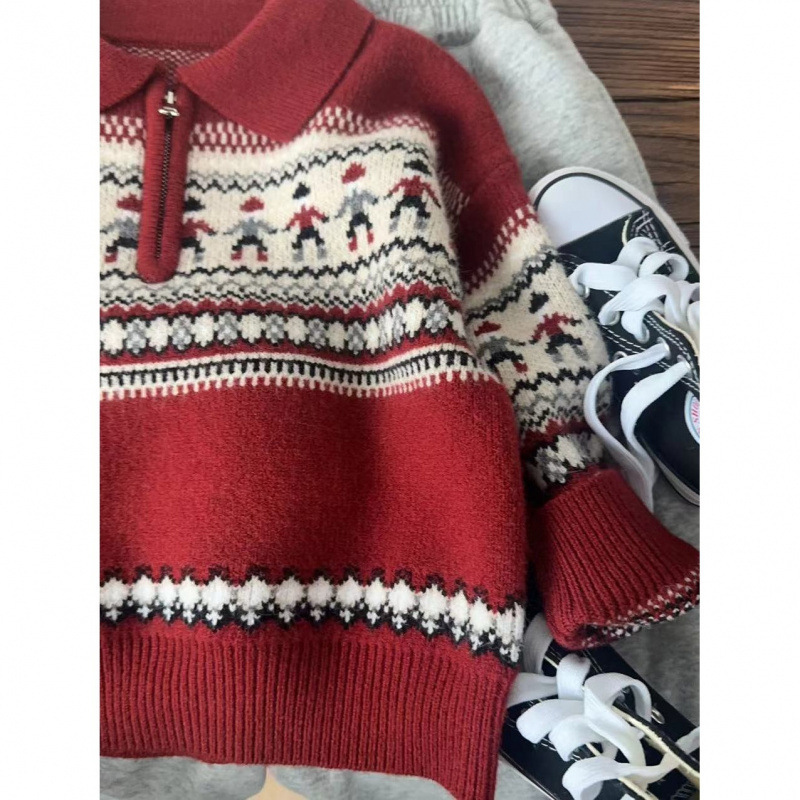 Baby kid's Christmas Polo Neck Sweater