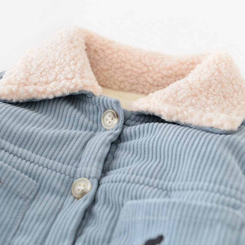 Baby Dog Print Corduroy Fleece Romper