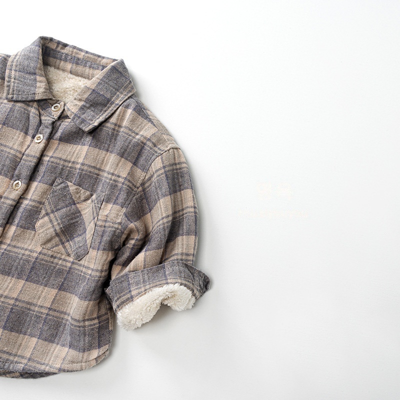 Baby Kids' Boy Plaid Print Fleece Shirt