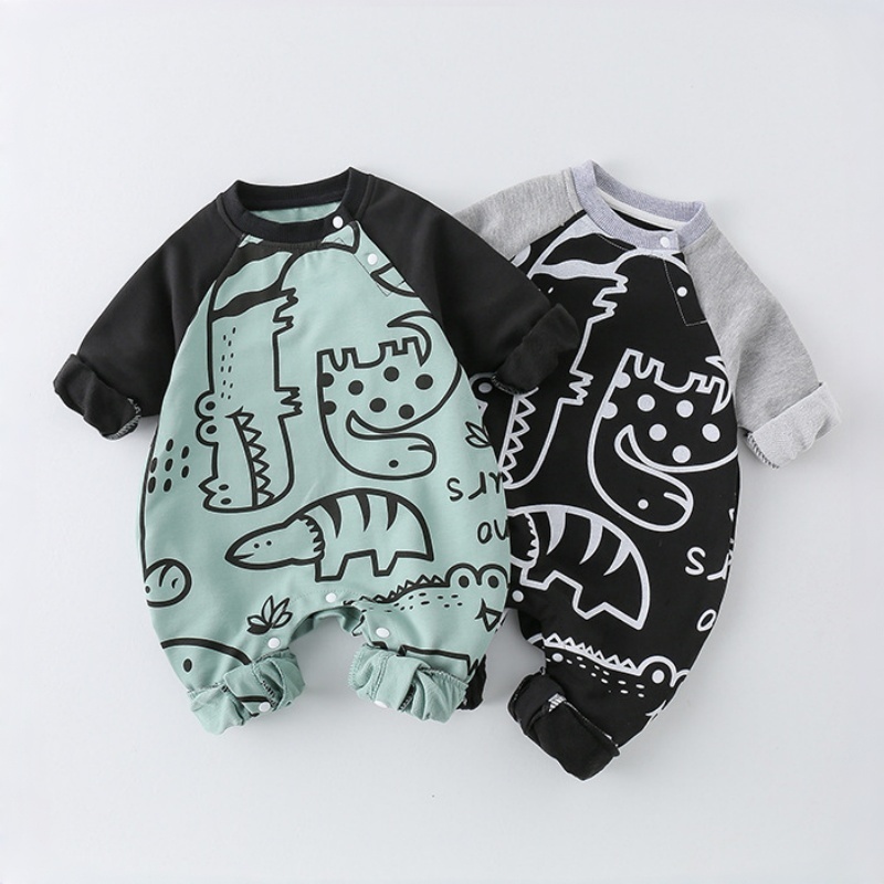 Baby Toddler Crocodile Print Color-Block Romper